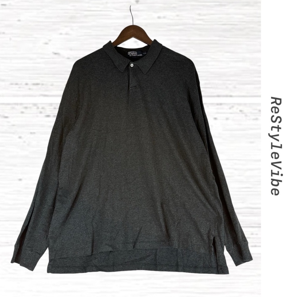 POLO RALPH LAUREN Men’s Size XXL Shirt Long Sleeve Collar Polo Style Knit Cotton